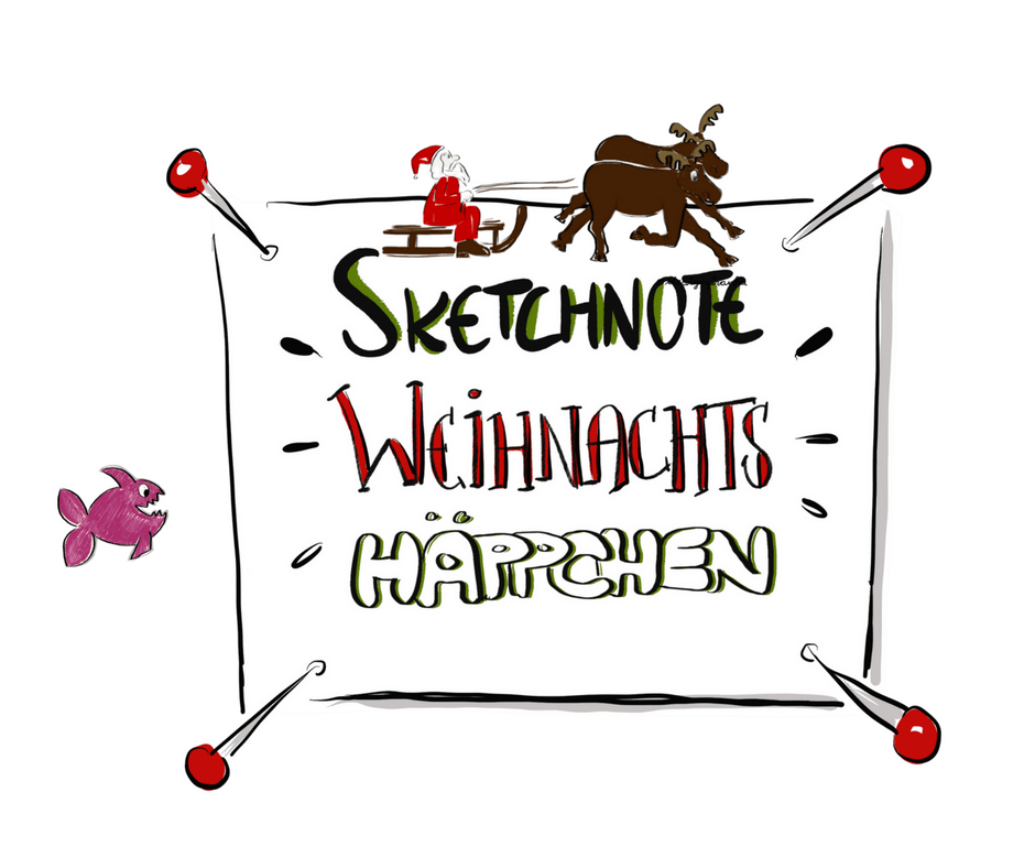 Sketchnote Weihnachten Wir lesen weihnachtskarten, machen übungen